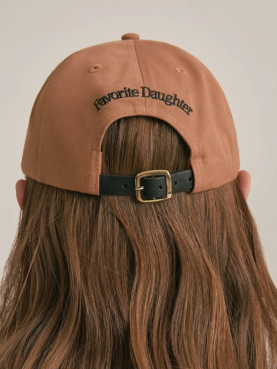 Favorite Daughter Baseball Cap w/Leather Strap & Buckle in Camel