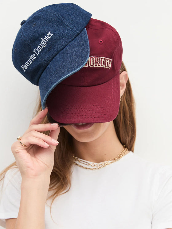 Logo Denim Baseball Cap in Dark Wash