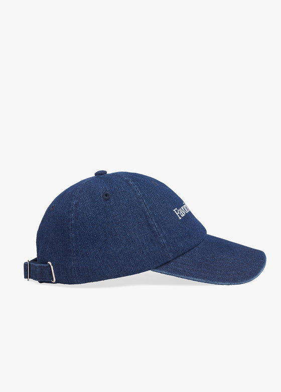 Logo Denim Baseball Cap in Dark Wash