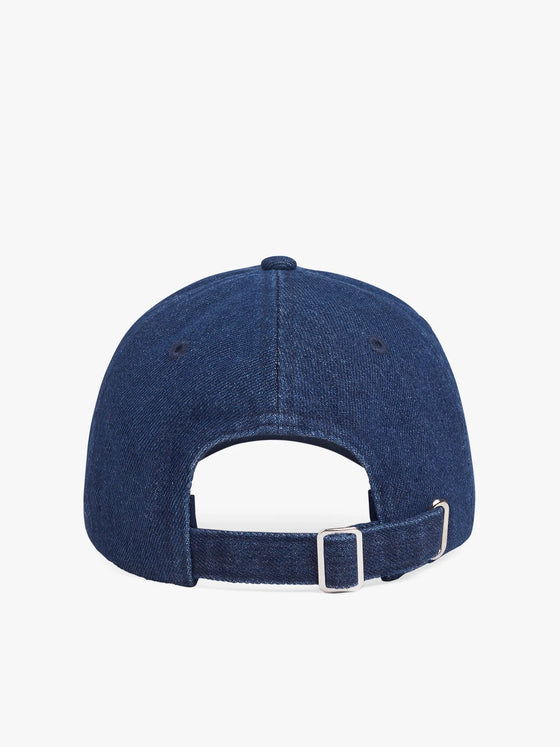 Logo Denim Baseball Cap in Dark Wash