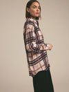 Favorite Daughter Smooth Ex-Boyfriend Shirt in Sangria Blush Plaid silk