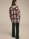 Favorite Daughter Smooth Ex-Boyfriend Shirt in Sangria Blush Plaid poly silk