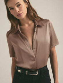  Favorite Daughter Take Me Seriously Short Sleeve Top in Macchiato