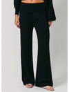 Le Lis Folded Waist Wide Leg Sweater Pants in Black