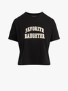 Favorite Daughter's The Cropped Collegiate Tee in Black/Pale Pink