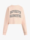 Favorite Daughter The Cropped Collegiate Sweatshirt in Pale Pink/White