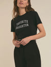 Favorite Daughter The Cropped Collegiate Tee in Black w/White