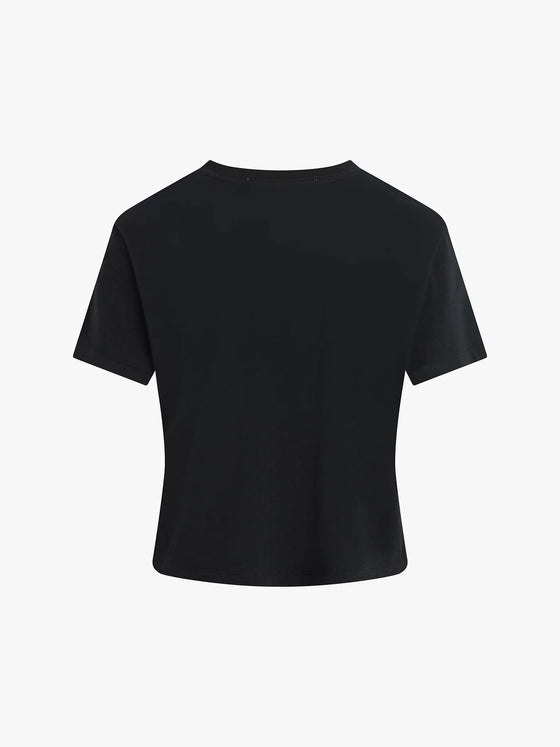 Favorite Daughter The Cropped Collegiate Tee in Black w/White