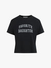 Favorite Daughter The Cropped Collegiate Tee in Black w/White