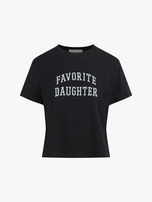  Favorite Daughter The Cropped Collegiate Tee in Black w/White