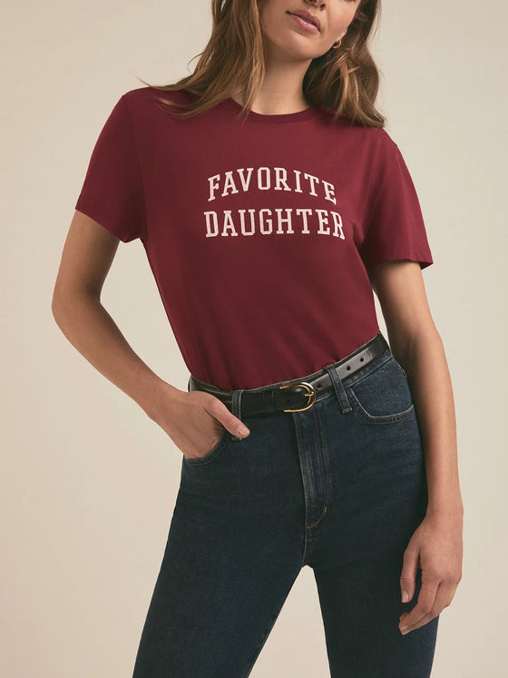 Favorite Daughter The Cropped Collegiate Tee in Sangria Nights