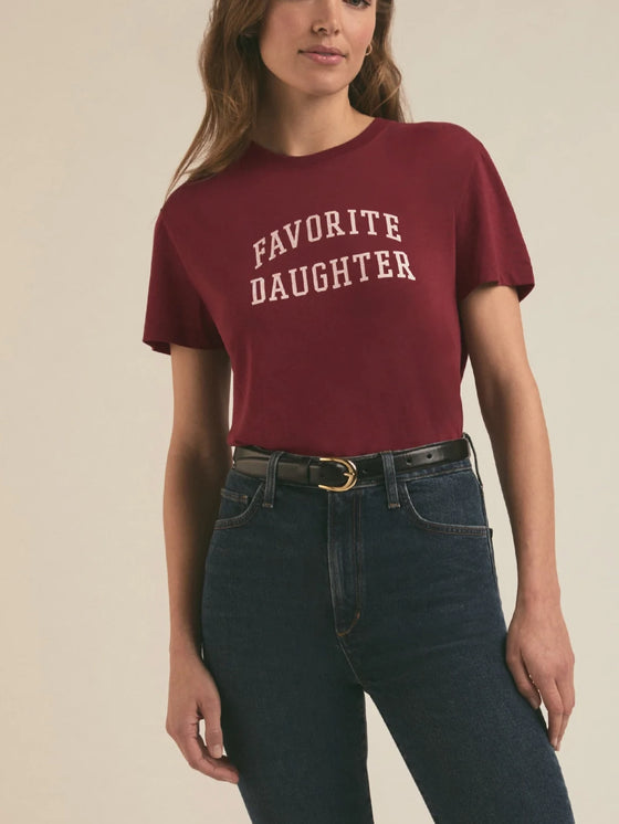 Favorite Daughter The Cropped Collegiate Tee in Sangria Nights