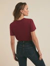 Favorite Daughter The Cropped Collegiate Tee in Sangria Nights