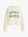 Favorite Daughter The Cropped Collegiate Sweatshirt in gardenia emerald white green