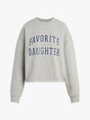 Favorite Daughter The Cropped Collegiate Sweatshirt in Heather Grey Navy cut off