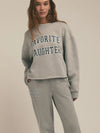 Favorite Daughter The Cropped Collegiate Sweatshirt in Heather Grey Navy