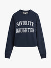 Favorite Daughter The Cropped Collegiate Sweatshirt in navy white blue