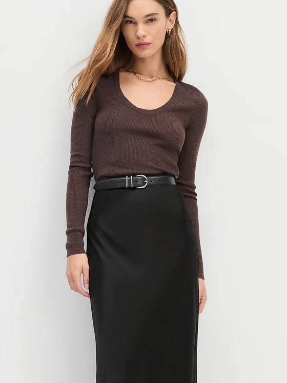 Favorite Daughter Take It Easy Long Sleeve Top in Coffee