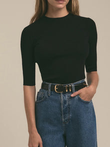  Favorite Daughter The Amelia Crewneck Top in Black