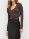 Favorite Daughter Take It Easy Long Sleeve Top in Coffee