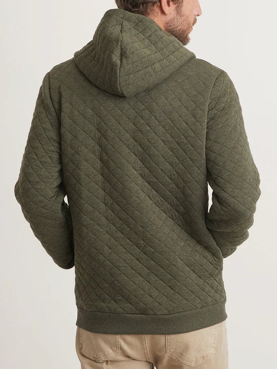 Marine Layer Corbet Quilted Full Zip Hoodie in Olive Heather sweatshirt