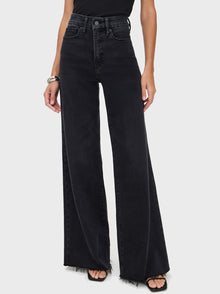  Good American Soft Tech Good Waist Palazzo Jeans in Black391