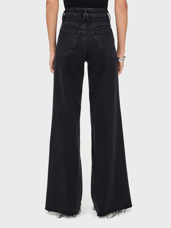 Good American Soft Tech Good Waist Palazzo Jeans in Black391 Black