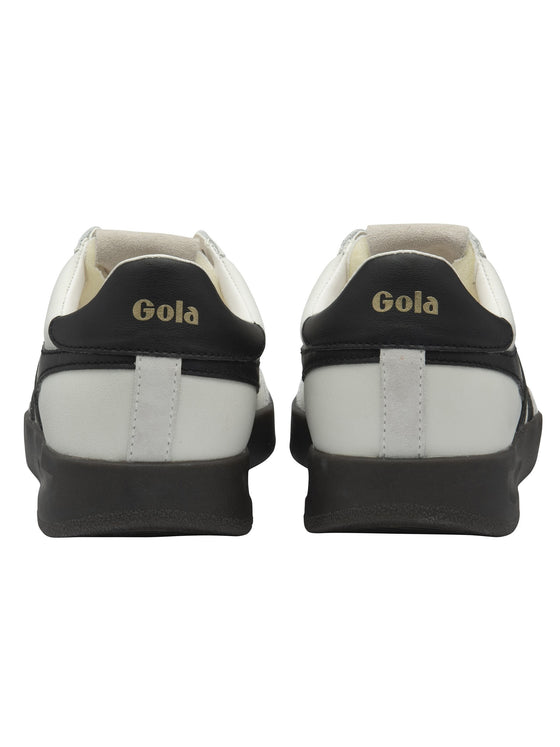 Gola Women's Cyclone Leather Sneaker in White/Black/Dark Gum