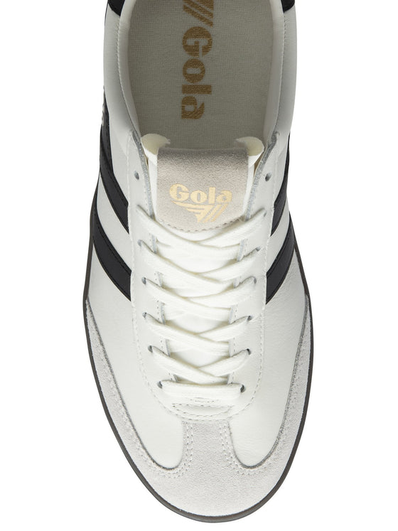 Gola Women's Cyclone Leather Sneaker in White/Black/Dark Gum