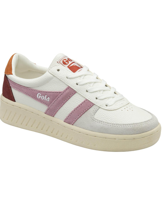 Gola Grandslam Trident Sneakers in White/Candy/Moody Orange light pink