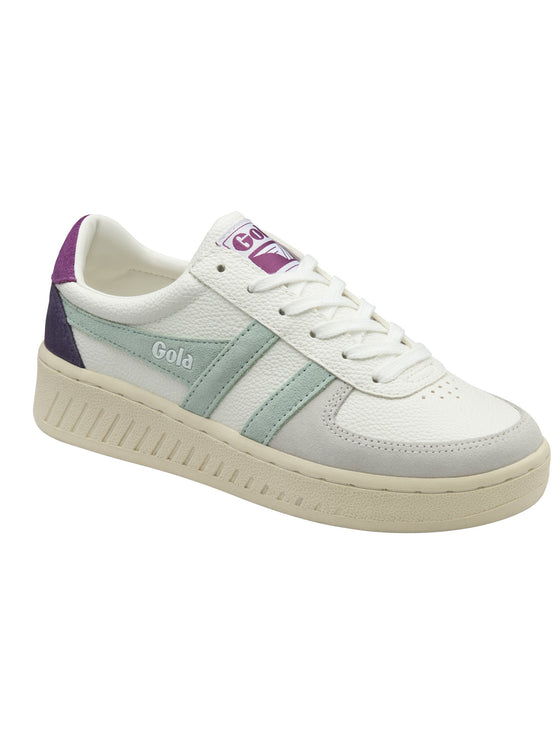 Gola Grandslam Trident Sneakers in White/Surf/Foxglove