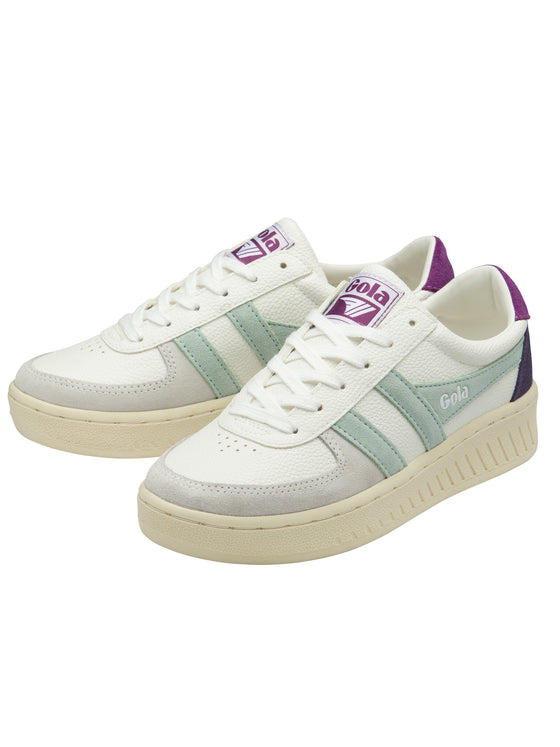 Gola Grandslam Trident Sneakers in White/Surf/Foxglove