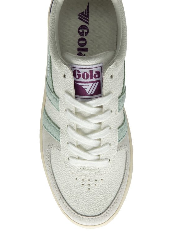 Gola Grandslam Trident Sneakers in White/Surf/Foxglove purple