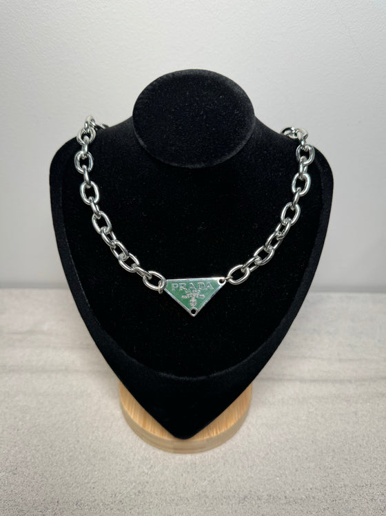 Winifred Design Green Prada Chain Necklace