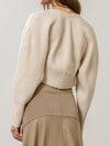 Moon River Puff Sleeve Cropped Cardigan w/ Gold Hardware