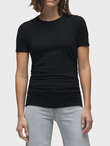  Hudson Jeans Ruched Crew Neck Top in Black