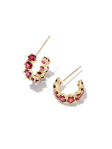  Cailin Crystal Huggie Earring in Gold Burgundy Crystal