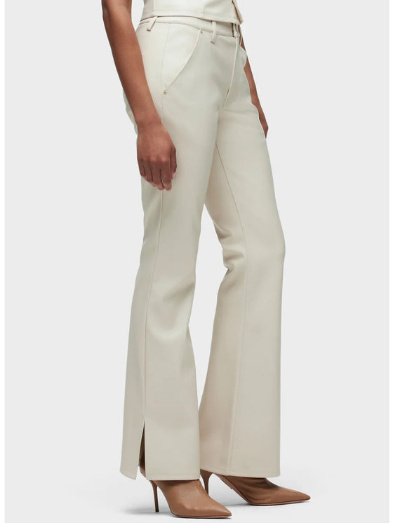 Hudson Barbara High-Rise Bootcut Trouser in Creme faux leather