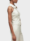 Hudson Halter Vest in Creme faux leather