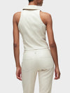 Hudson Halter Vest in Creme fake leather