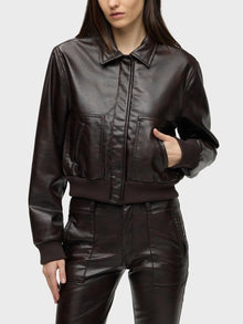  Hudson Bomber Jacket in Marbled Vegan Leather