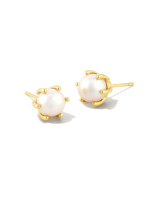  Ashton Pearl Stud Earrings Gold White Pearl Kendra Scott