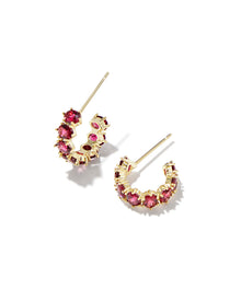  Caitlin Crystal Huggie Earrings in Gold Burgundy Crystal Kendra Scott