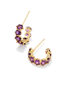  Cailin Crystal Huggie Earrings in Gold Purple Crystal Kendra Scott