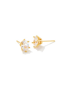  Cailin Crystal Stud Earrings Gold White CZ Kendra Scott