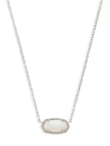  Elisa Necklace Rhodium in White Opal Kendra Scott