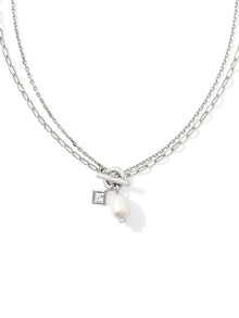  Eve Chain Multi Strand Rhodium Necklace in White Pearl Kendra Scott