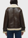 Hudson Vegan Leather Sherpa Jacket in Black Coffee