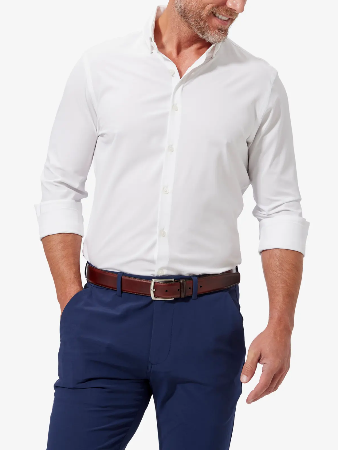  Mizzen+Main Leeward Dress Shirt in White Solid