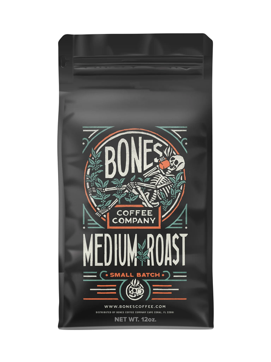 Bones Coffee Medium Roast 12oz Whole Bean